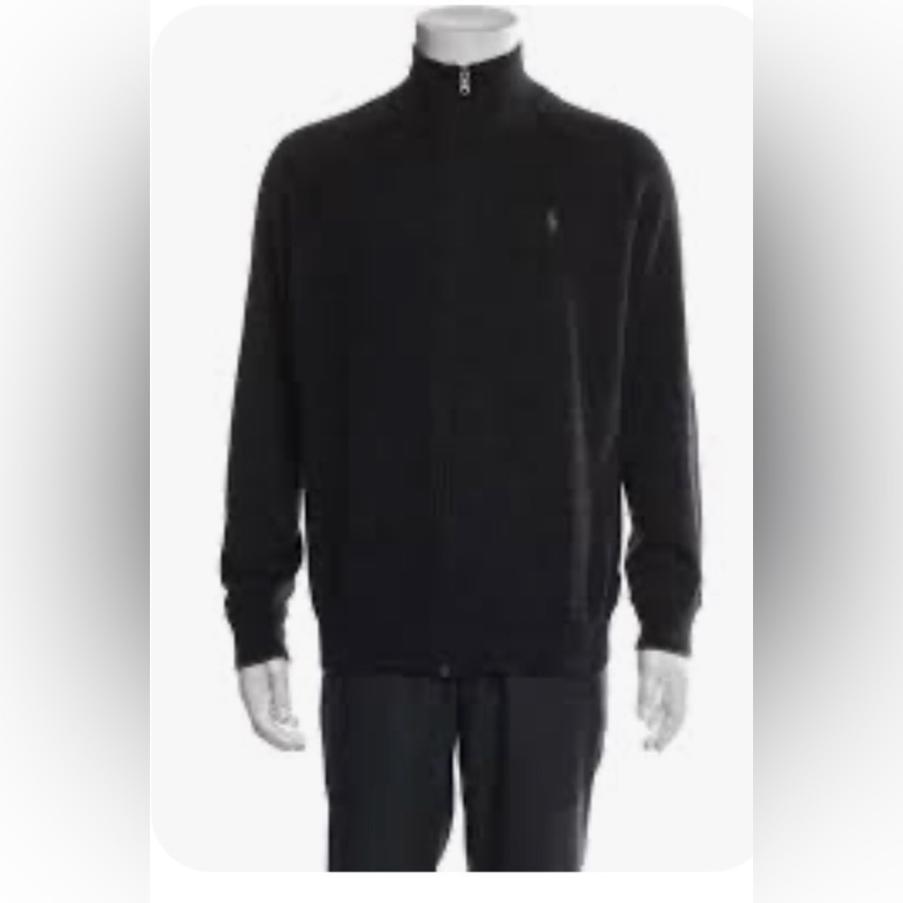 Polo Ralph Lauren sweater XL Full Zip 100% Cotton Dark Grey  HTR Full Zip